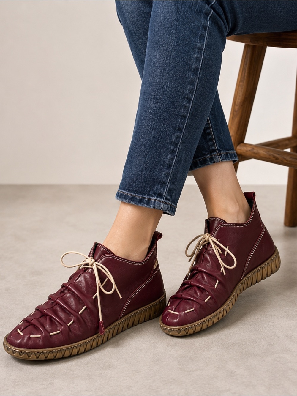 Spring Step Nespea Booties Burgundy Leather Lagenlook Comfort EU 39/8 Gorpcore
